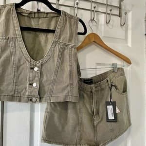 NEW denim cropped set- top and shorts